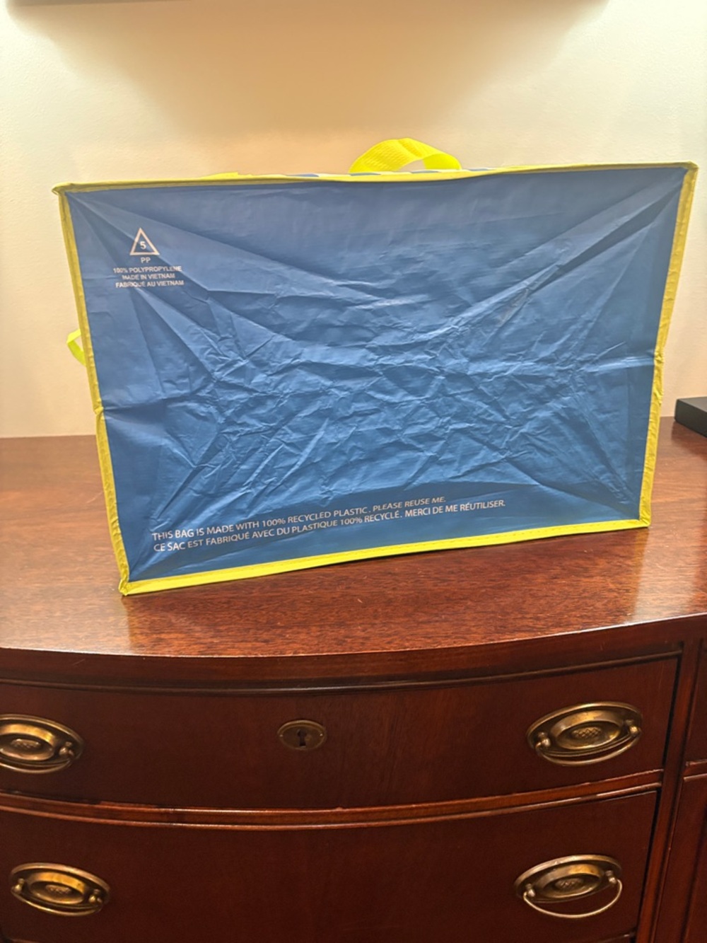 Collapsible Box Tote - Blue and Yellow Trim - Picture 7 of 16